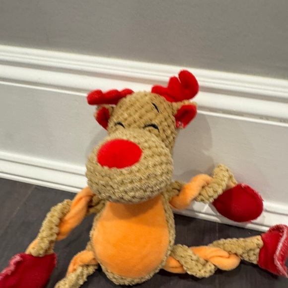 PlushTough Pet Dog Reindeer Toy with Red and Orange Accents - Picture 4 of 5